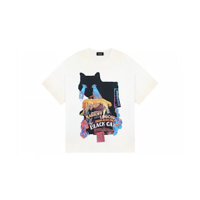 WE11DONE FW23 Cat Gradient Graphic Print Unisex T-Shirt White. WD-TT3-23-742-U-WH