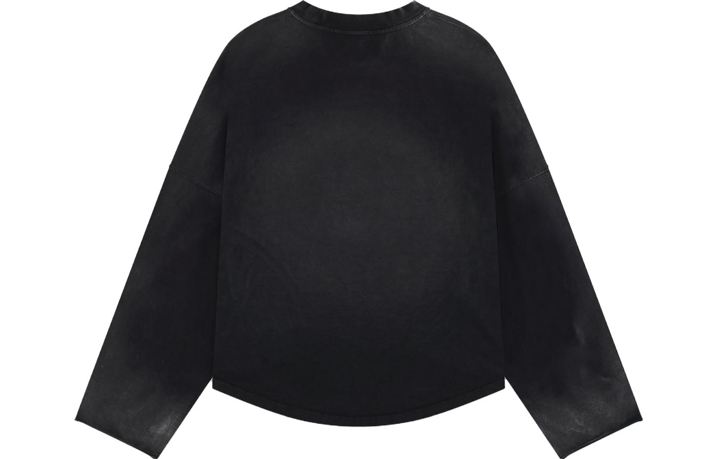 WE11DONE FW23 Crack Logo Print Washed Long Sleeve Unisex Tee - Black WD-TT3-23-838-U-BK 圖 3