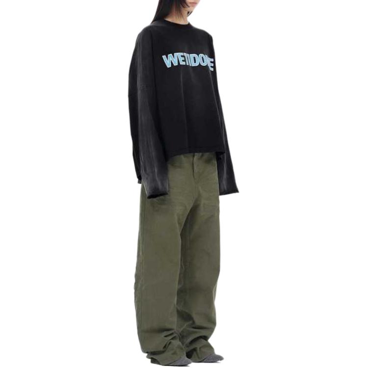 WE11DONE FW23 Crack Logo Print Washed Long Sleeve Unisex Tee - Black WD-TT3-23-838-U-BK 圖 5
