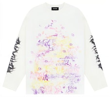 WE11DONE FW23 Cracked Logo Print Long Sleeve Unisex T-Shirt - White. WD-TT3-23-756-U-WH WE11DONE FW23 Cracked Logo Print Long Sleeve Unisex T-Shirt - White. WD-TT3-23-756-U-WH