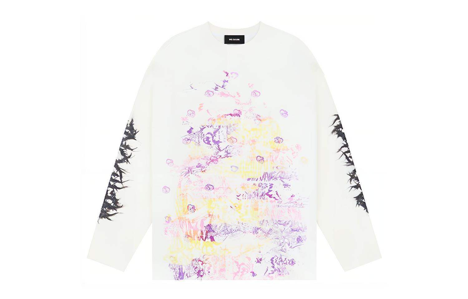 Order WE11DONE FW23 碎裂標誌印花長袖男女同款T恤 - 白色 WD-TT3-23-756-U-WH