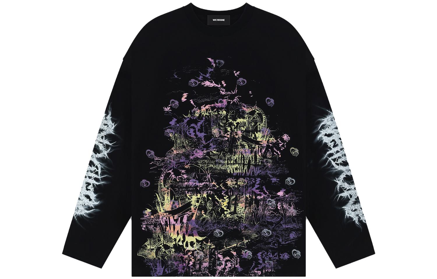 Order 웰던 FW23 크랙 로고 프린트 풀오버 스웨트셔츠 유니섹스 블랙. WD-TT3-23-756-U-BK