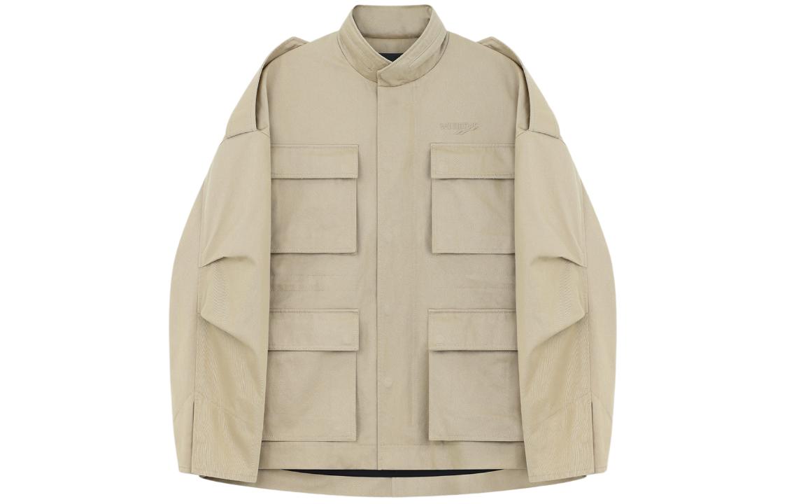 WE11DONE FW23 Embroidered Logo High Neck Long Sleeve Jacket Unisex Beige WD-JP3-23-146-U-BG