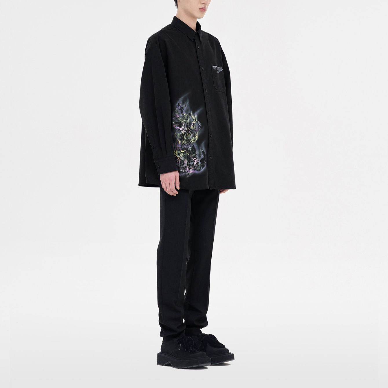 WE11DONE FW23 Faded Logo Print Long Sleeve Shirt Unisex Black WD-SH3-23-158-U-BK 圖 4