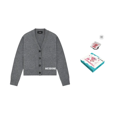 WE11DONE FW23 Grey Logo Knit Button Cardigan Unisex. WD-KC3-23-621-U-CH