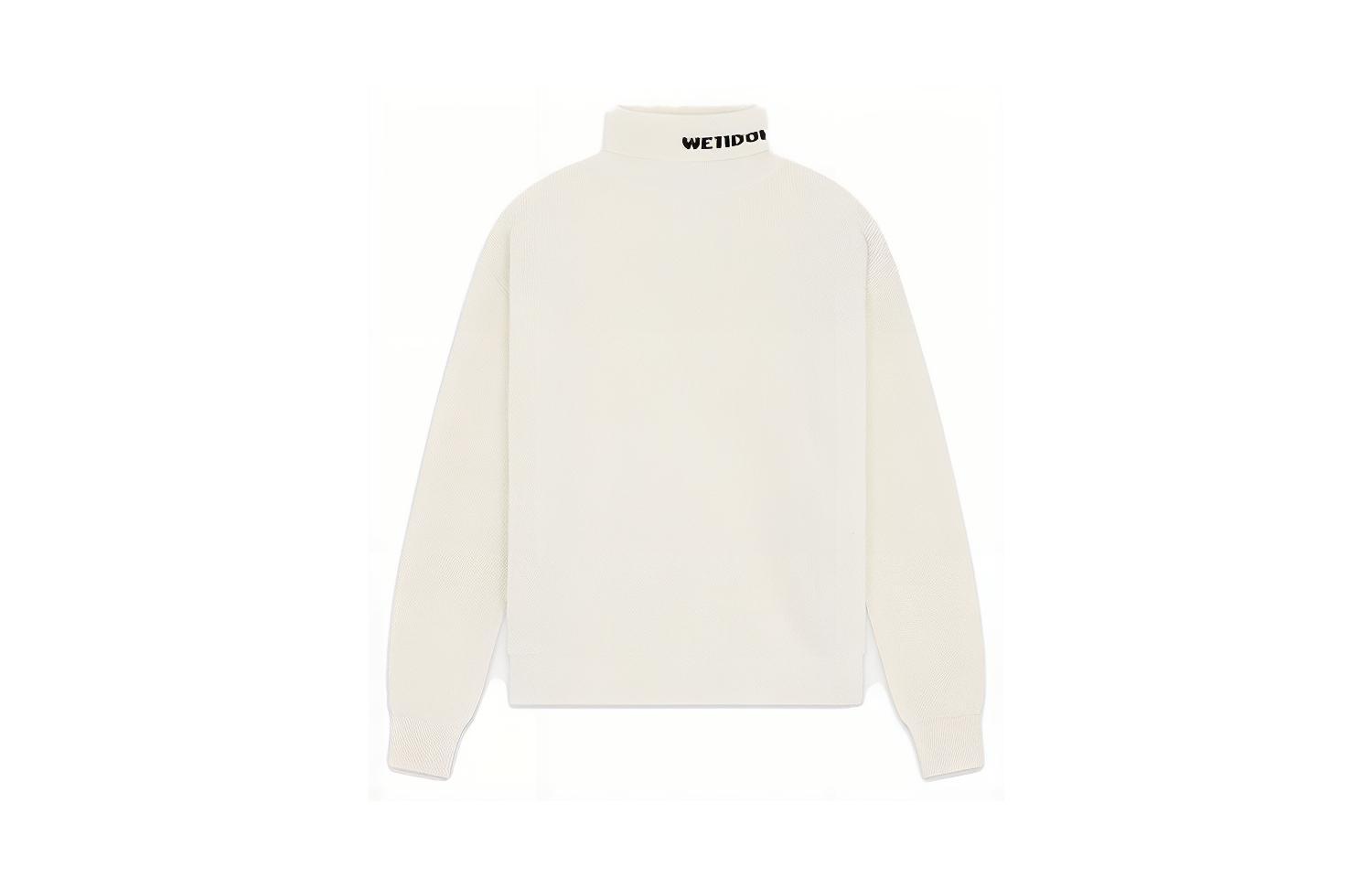 WE11DONE FW23 Jacquard Logo Turtleneck Sweater Unisex Ivory White WD-KT3-23-620-U-IV