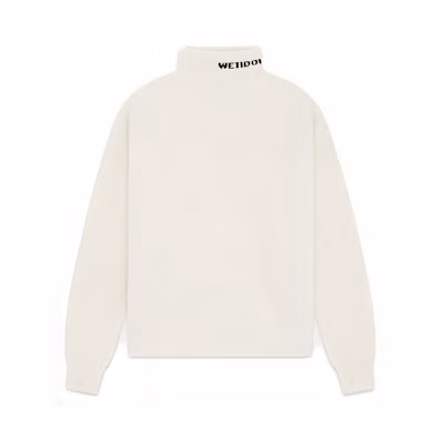 WE11DONE FW23 Jacquard Logo Turtleneck Sweater Unisex Ivory White WD-KT3-23-620-U-IV