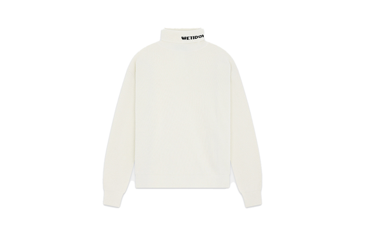 Order WE11DONE FW23 Sweater Unisex Logo Jacquard Turtleneck Putih Ivory WD-KT3-23-620-U-IV