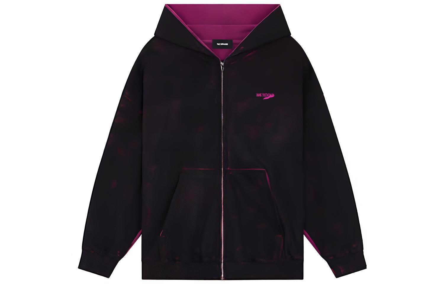 WE11DONE FW23 Logo Color-Block Washed Zip Hoodie Jacket Unisex Red/Black WD-TJ3-23-801-U-PP