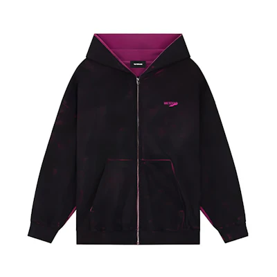 WE11DONE FW23 Logo Color-Block Washed Zip Hoodie Jacket Unisex Red/Black WD-TJ3-23-801-U-PP