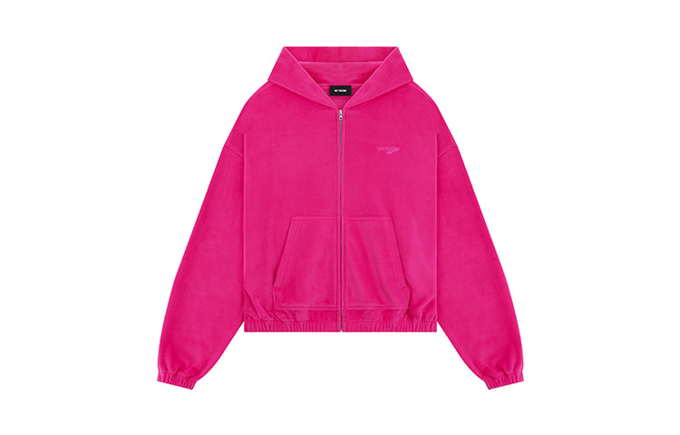 WE11DONE FW23 Logo Fleece Zip Hoodie Unisex - Rose Pink WD-TJ3-23-894-U-PK
