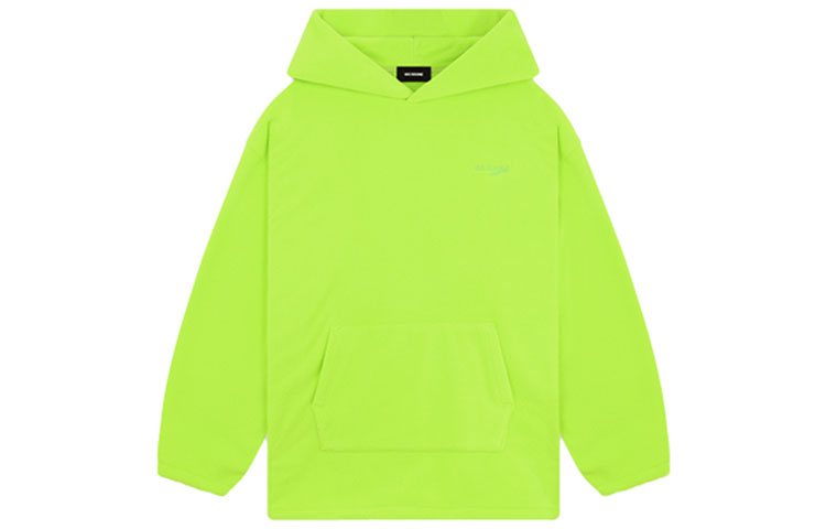 WE11DONE FW23 Oversized Logo Lime Green Fleece Hoodie Unisex. WD-TH3-23-778-U-LM