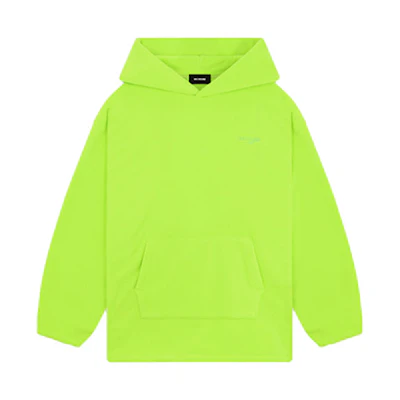 WE11DONE FW23 Oversized Logo Lime Green Fleece Hoodie Unisex. WD-TH3-23-778-U-LM