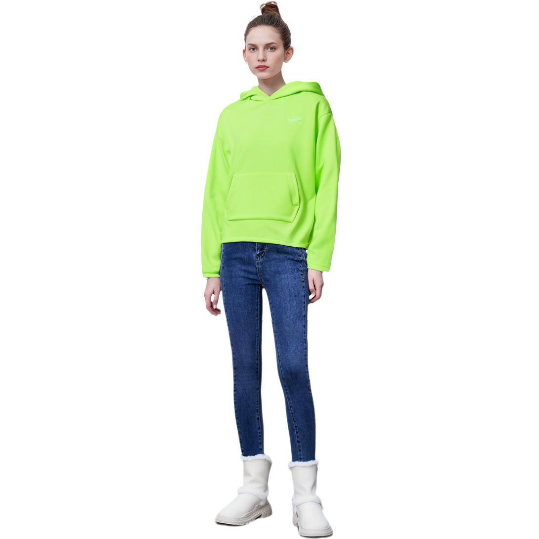Shop WE11DONE FW23 Hoodie Logo Besar Lime Green Fleece Unisex. WD-TH3-23-778-U-LM