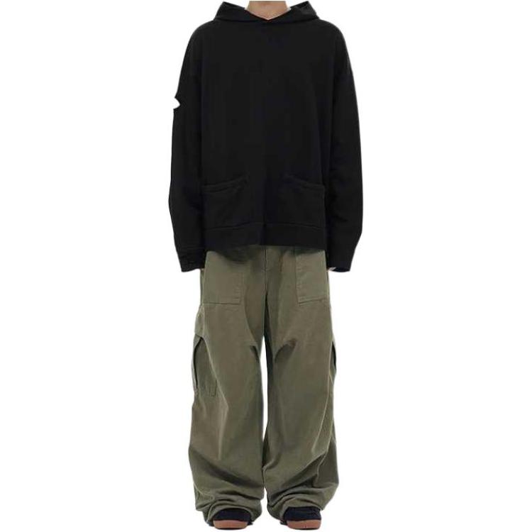 WE11DONE FW23 Unisex Black Logo Print Distressed Hoodie. WD-TH3-23-757-U-BK 圖 4