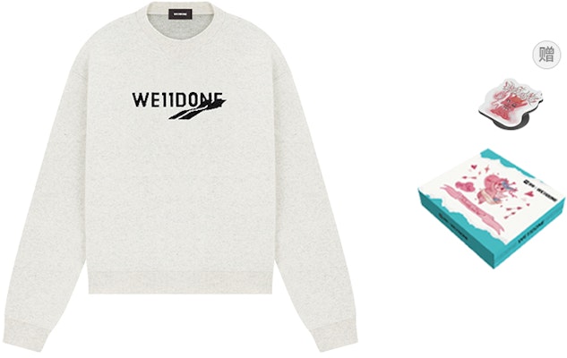 WE11DONE FW23 中性象牙白羊毛針織毛衣 Logo 提花設計 WD-KT3-23-613-U-IV Buy WE11DONE FW23 中性象牙白羊毛針織毛衣 Logo 提花設計 WD-KT3-23-613-U-IV