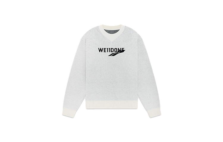Order WE11DONE FW23 中性象牙白羊毛針織毛衣 Logo 提花設計 WD-KT3-23-613-U-IV