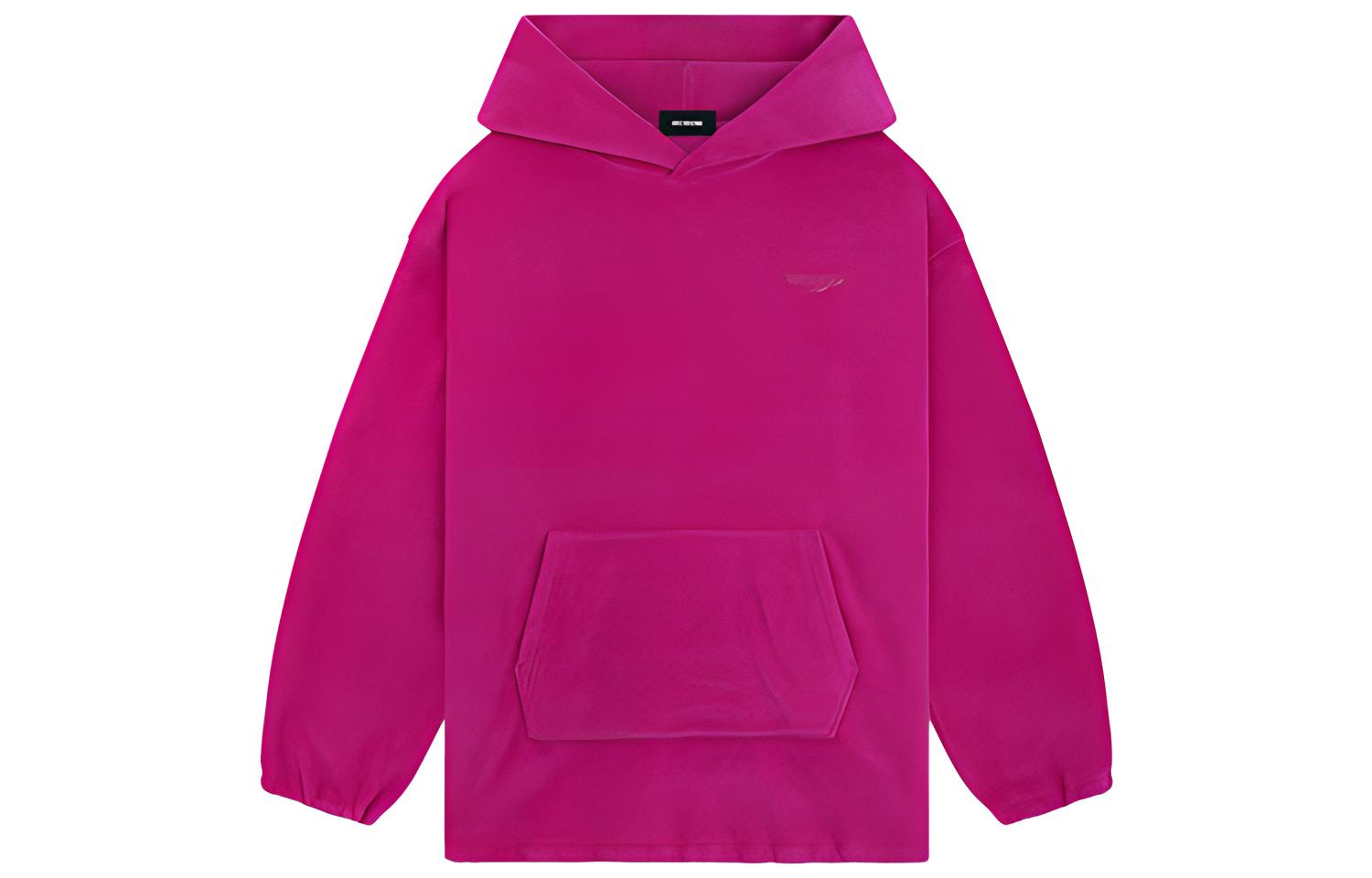 WE11DONE FW23 Unisex Logo Fleece Sweatshirt in Rose Red. WD-TH3-23-778-U-HP