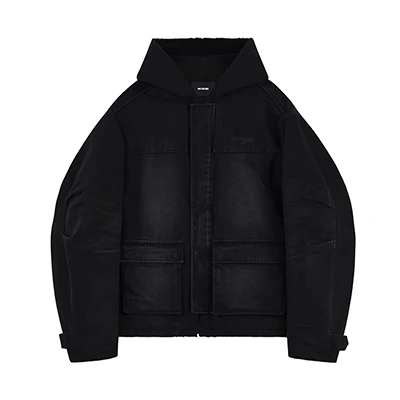 WE11DONE FW23 Unisex Logo Washed Denim Jacket Black WD-DJ3-23-339-U-BK