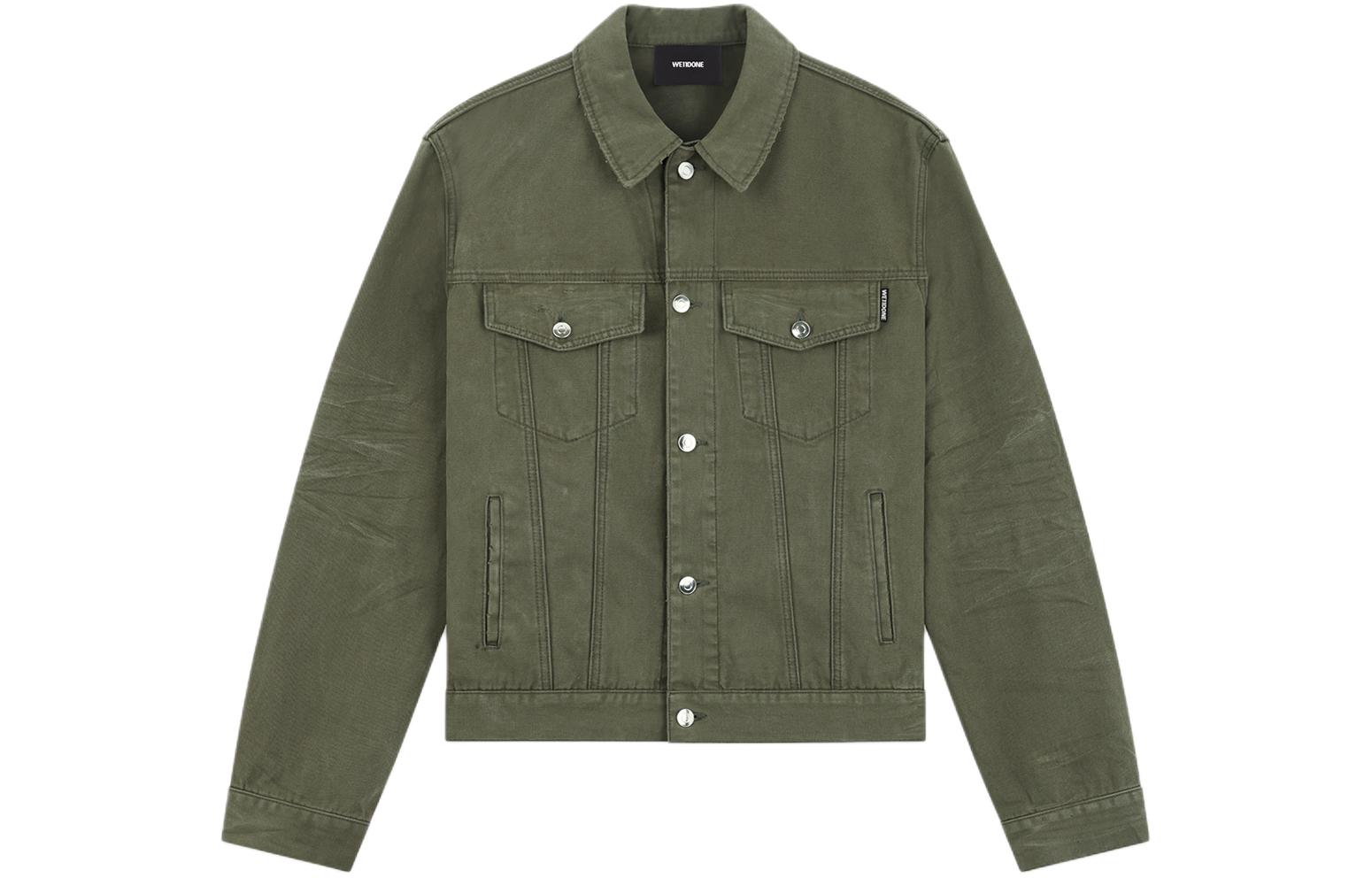 WE11DONE FW23 Unisex Long Sleeve Washed Button Jacket Khaki WD-DJ3-23-413-U-KK