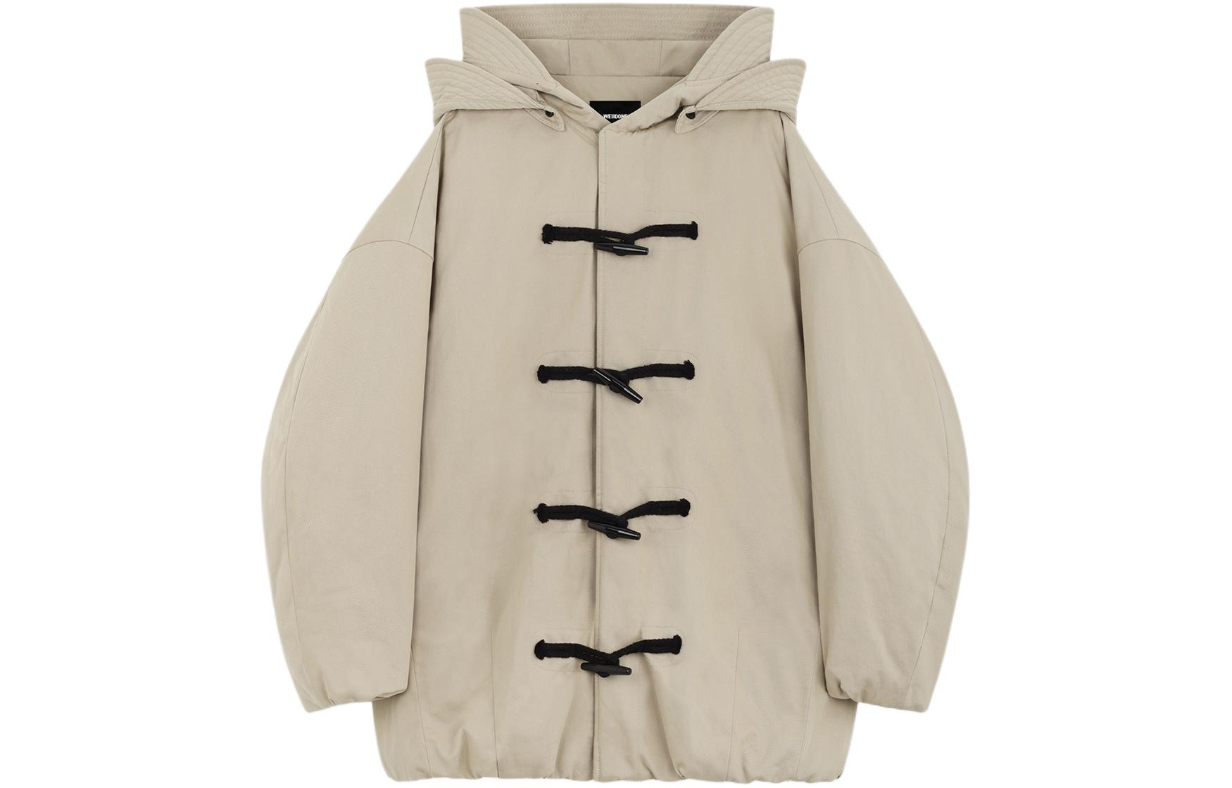 WE11DONE FW23 Unisex Solid Color Toggle Hooded Jacket Beige WD-JP3-23-156-U-BG