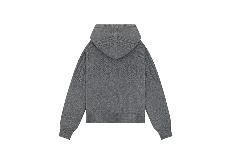 WE11DONE FW23 Unisex Wool-Blend Chunky Knit Hoodie Sweater in Grey. WD-KT3-23-608-U-GY 圖 3
