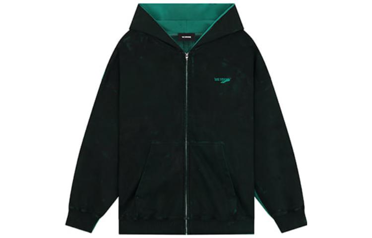 WE11DONE FW23 Washed Logo Contrast Zip-Up Hoodie Jacket Unisex. WD-TJ3-23-801-U-GR
