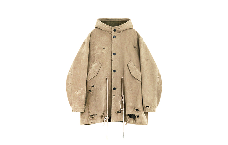 WE11DONE FW23 Washed Long Sleeve Canvas Parka Beige Unisex Fall Winter Jacket. WD-JP3-23-153-U-BG