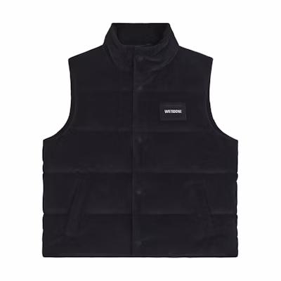 WE11DONE FW24 Black Puffer Jacket with Embroidered Logo and Zip Pockets WD-PV2-24-047-M-BK