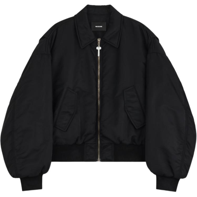 WE11DONE FW24  Black Zip-Up Long-Sleeve Cotton Jacket WD-JP3-24-023-U-BK