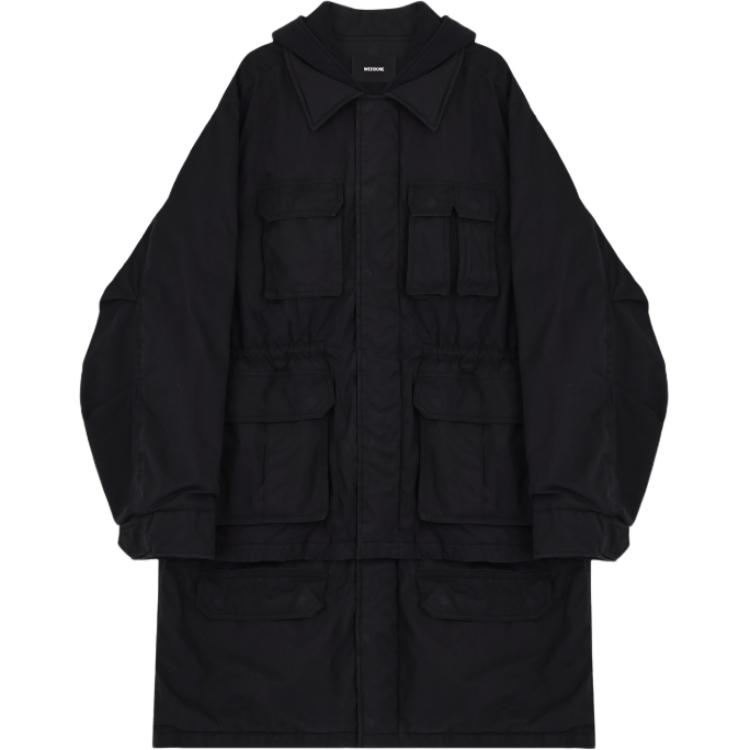 WE11DONE FW24  Long Cotton Jacket with Wide Collar and Zipper Black WD-JK3-24-088-M-BK 圖 2