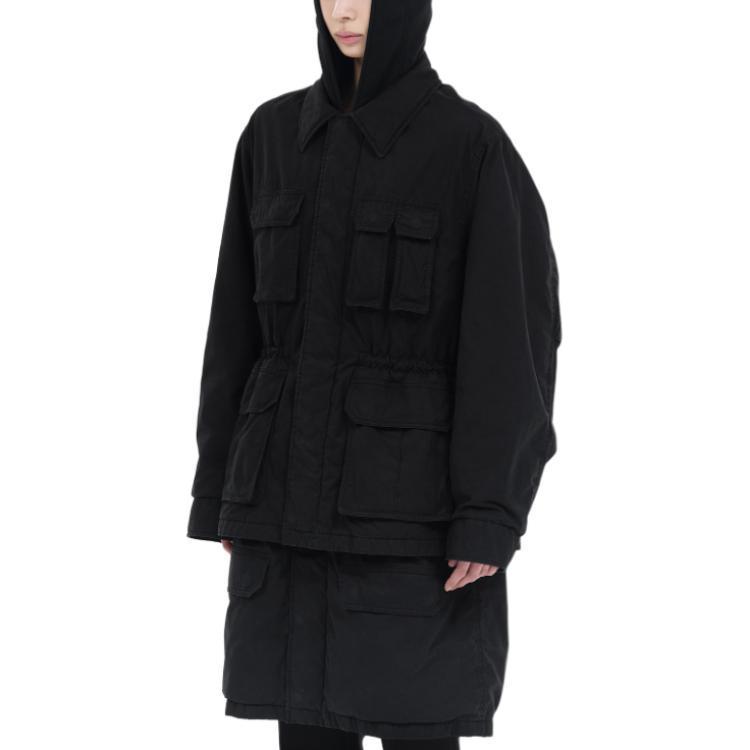 WE11DONE FW24  Long Cotton Jacket with Wide Collar and Zipper Black WD-JK3-24-088-M-BK 圖 4
