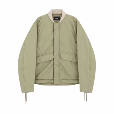 WE11DONE FW24 Oversized Zip-Up Cotton Jacket Khaki Color WD-JK3-24-081-M-KK
