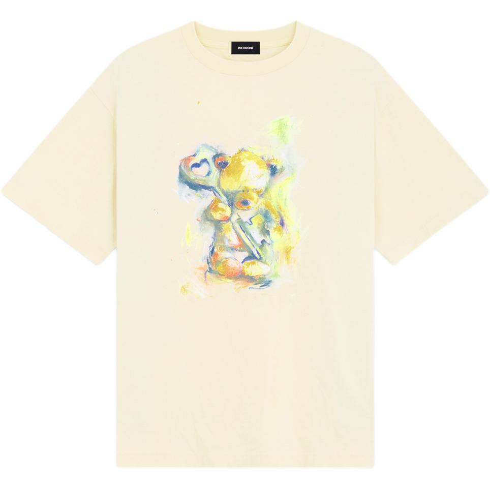 WE11DONE FW24 Cartoon Graphic Tee Unisex Crewneck Short Sleeve Off-White. WD-TT3-24-752-U-BG