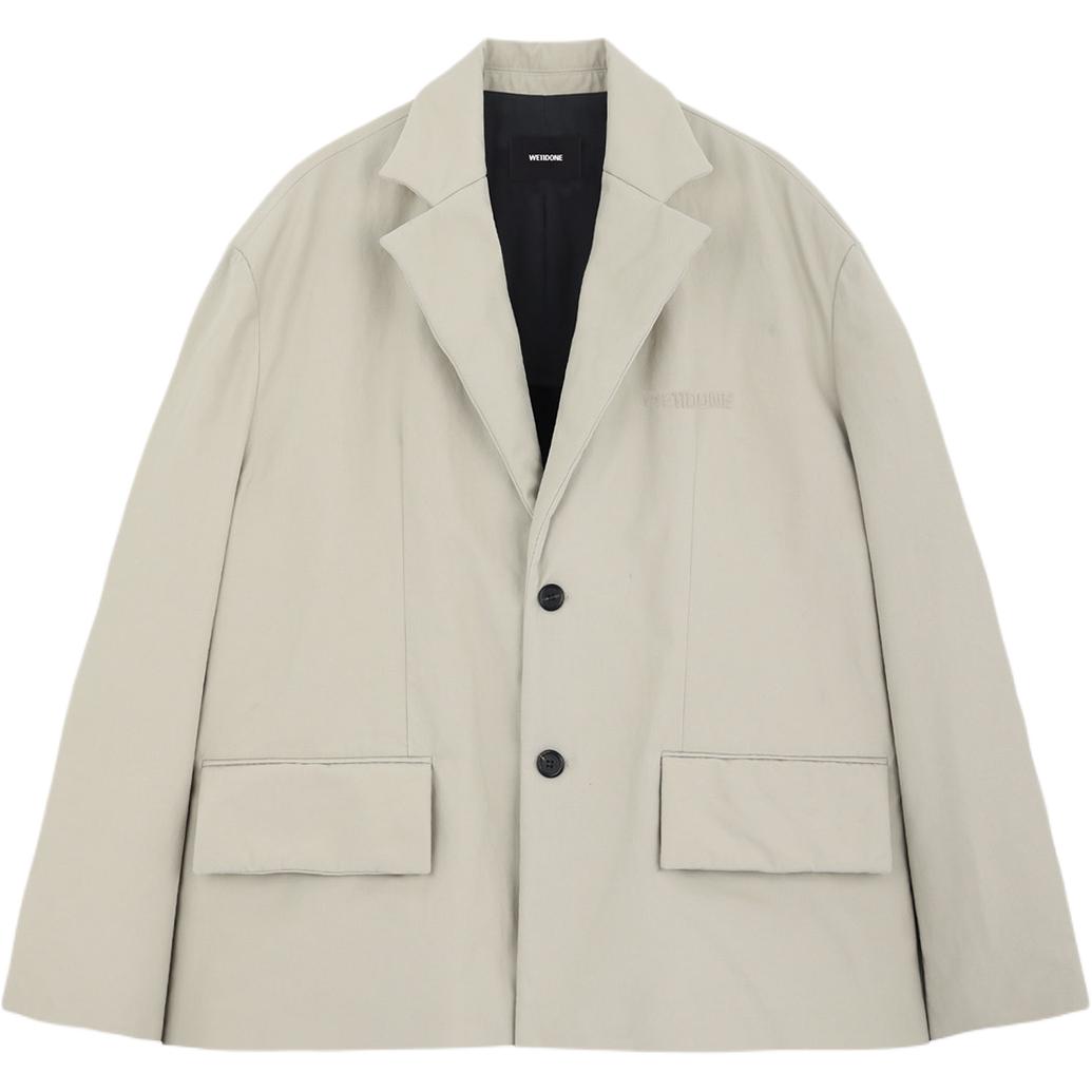 WE11DONE FW24 Oversized Cotton Long Sleeve Beige Jacket with Logo Patch . WD-JK2-24-072-M-BG