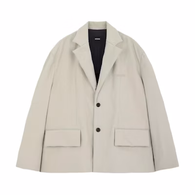 WE11DONE FW24 Oversized Cotton Long Sleeve Beige Jacket with Logo Patch . WD-JK2-24-072-M-BG
