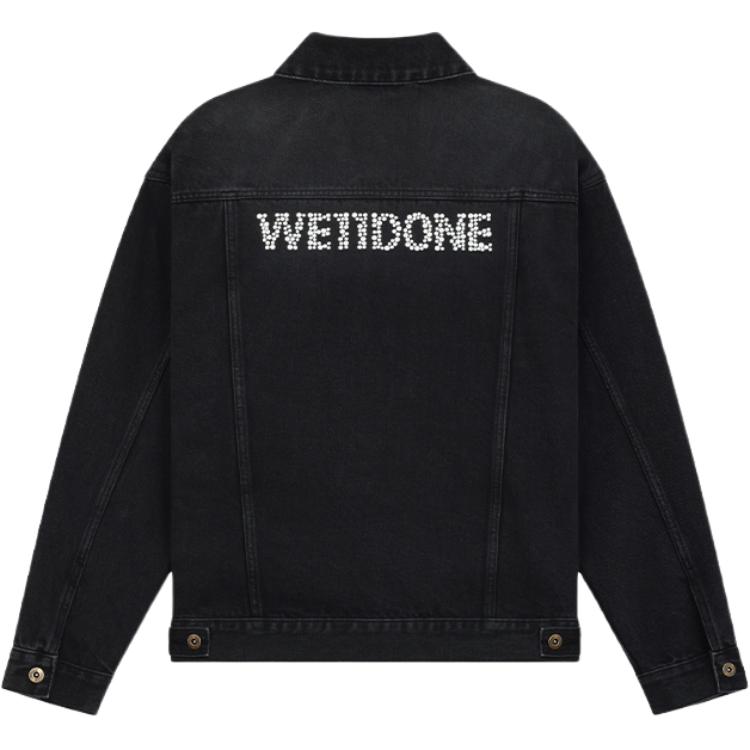 WE11DONE FW24 Pearl Logo Slim-Fit Single-Breasted Denim Jacket Unisex Black WD-DJ2-24-364-U 圖 3
