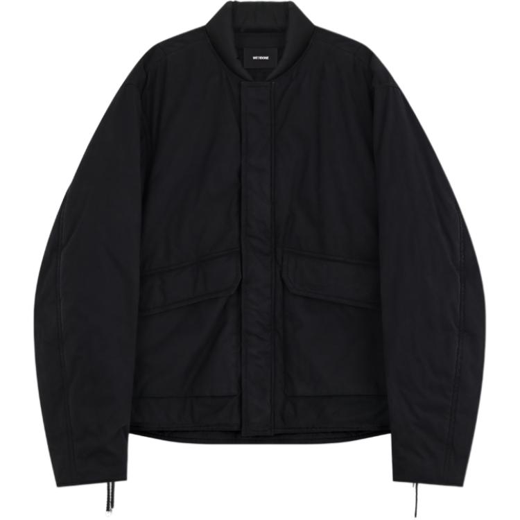 WE11DONE FW24 Solid Black Zip-Up Oversized Cotton Jacket Men WD-JK3-24-081-M-BK