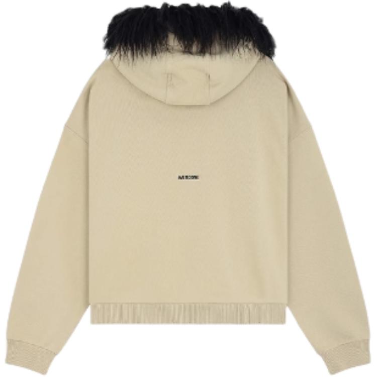 WE11DONE FW24 Unisex Beige Oversized Zip-Up Hoodie Casual Long-Sleeve WD-TJ2-24-811-U-BG 圖 3