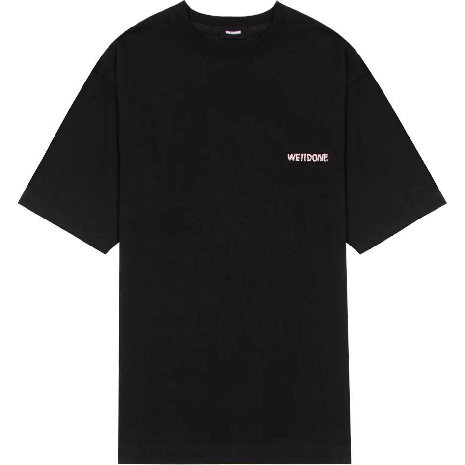WE11DONE FW24 Unisex Black Beaded Embroidery Short Sleeve T-Shirt WD-TT3-24-734-U-BK