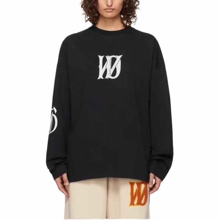 WE11DONE FW24 Unisex Black Long Sleeve Tee with Logo Print. WD-TT3-24-746-U-BK 圖 2