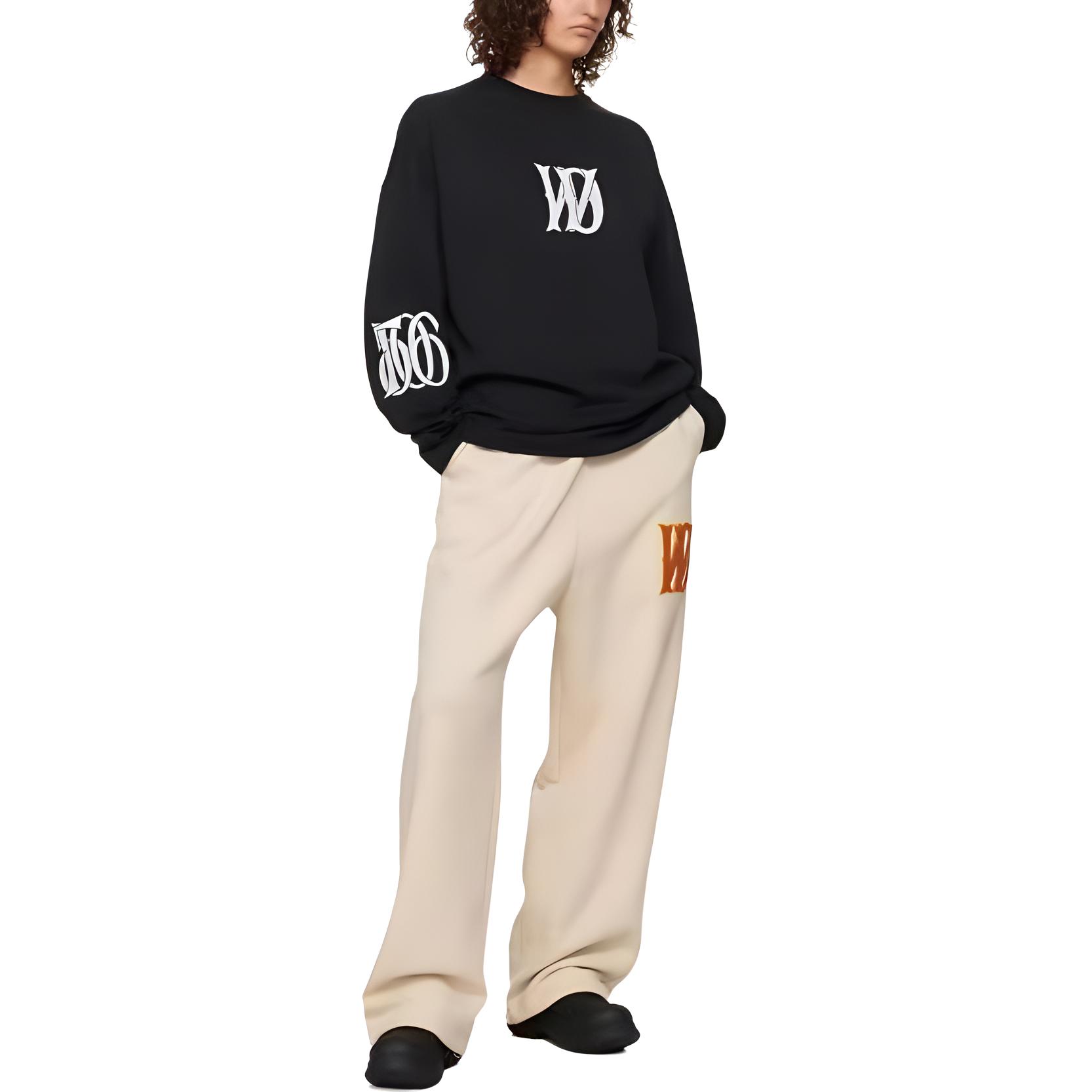 WE11DONE FW24 Unisex Black Long Sleeve Tee with Logo Print. WD-TT3-24-746-U-BK 圖 4