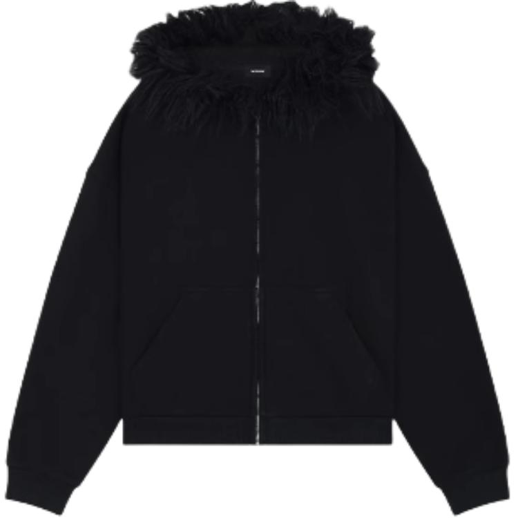 WE11DONE FW24 Unisex Black Oversized Hoodie with Zipper Front. WD-TJ2-24-811-U-BK 圖 2