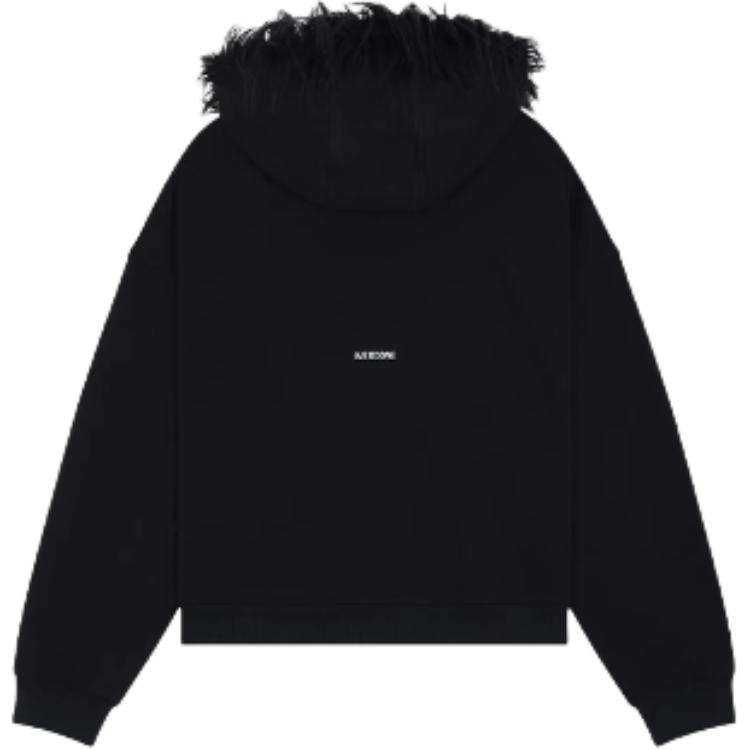 WE11DONE FW24 Unisex Black Oversized Hoodie with Zipper Front. WD-TJ2-24-811-U-BK 圖 3