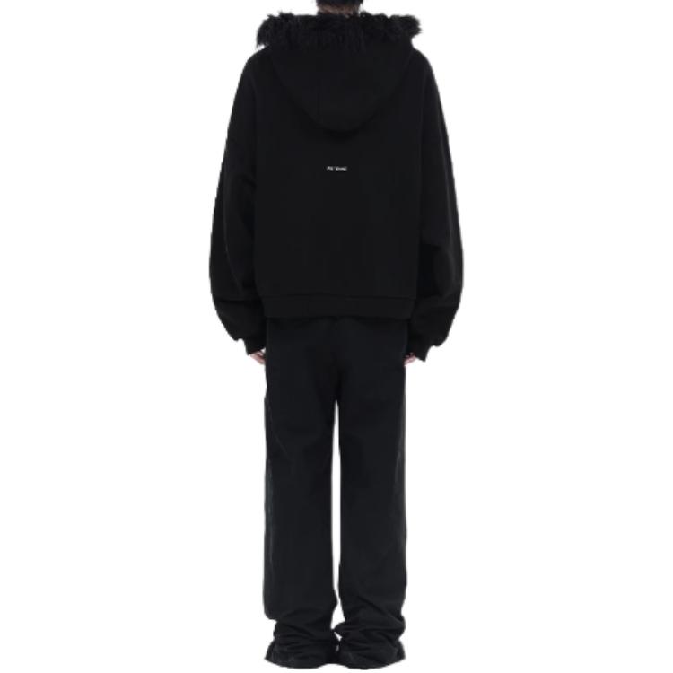 WE11DONE FW24 Unisex Black Oversized Hoodie with Zipper Front. WD-TJ2-24-811-U-BK 圖 5