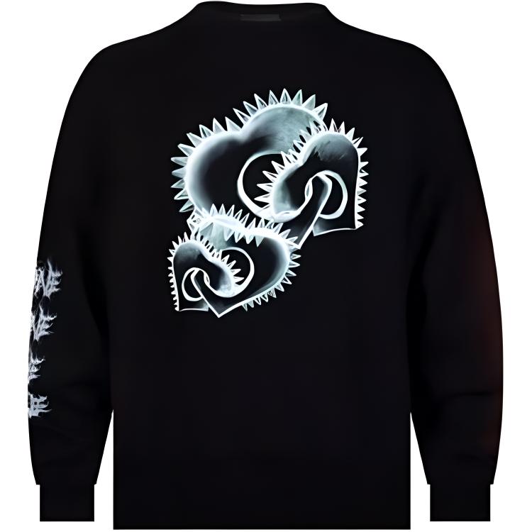 WE11DONE Geometric Pattern Loose Fit Crewneck Sweatshirt Black WDTS323710UBK