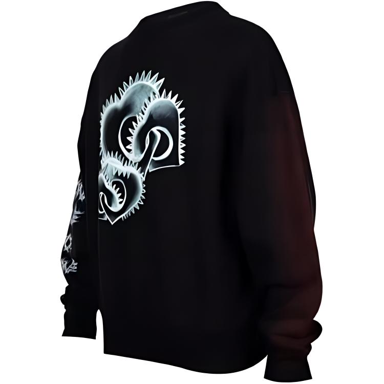 WE11DONE Geometric Pattern Loose Fit Crewneck Sweatshirt Black WDTS323710UBK 圖 4