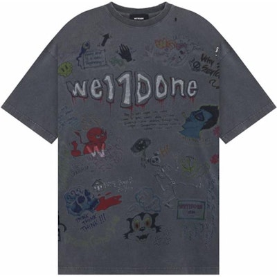 WE11DONE 塗鴉字母印花灰色短袖男女款 T-Shirt SS24 WD-TT1-24-729-U-GY Buy WE11DONE 塗鴉字母印花灰色短袖男女款 T-Shirt SS24 WD-TT1-24-729-U-GY