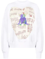 WE11DONE Graffiti Patch Pullover Unisex Sweatshirt White WD-TS0-21-535-U-WH WE11DONE Graffiti Patch Pullover Unisex Sweatshirt White WD-TS0-21-535-U-WH