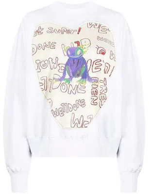 WE11DONE グラフィティ パッチ プルオーバー ユニセックス スウェットシャツ ホワイト WD-TS0-21-535-U-WH Order WE11DONE グラフィティ パッチ プルオーバー ユニセックス スウェットシャツ ホワイト WD-TS0-21-535-U-WH